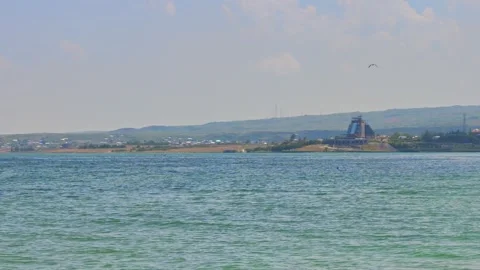 Blue Sevan lake under partly cloudy sky Stock Footage 341736457