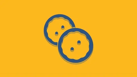 Blue Sewing button for clothes icon isolated on orange background. Clothing Stock Footage 234274236