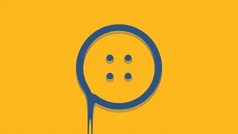 Blue Sewing button for clothes icon isolated on orange background. Clothing Stock Footage 234274394