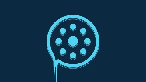 Blue Sewing button for clothes icon isolated on blue background. Clothing button Stock Footage 235778013