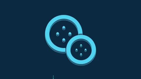 Blue Sewing button for clothes icon isolated on blue background. Clothing button Stock Footage 235778254