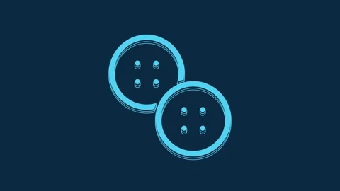 Blue Sewing button for clothes icon isolated on blue background. Clothing button Stock Footage 235890546