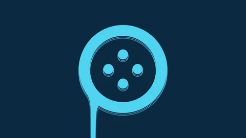 Blue Sewing button for clothes icon isolated on blue background. Clothing button Stock Footage 235945801