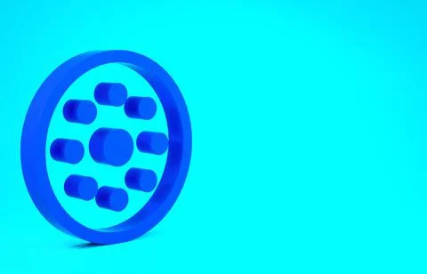 Blue Sewing button for clothes icon isolated on blue background. Clothing but Illustrazione stock