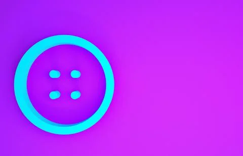 Blue Sewing button for clothes icon isolated on purple background. Clothing b Stock Illustration