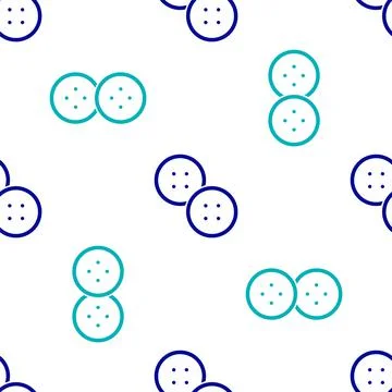 Blue Sewing button for clothes icon isolated seamless pattern on white Stock Illustration