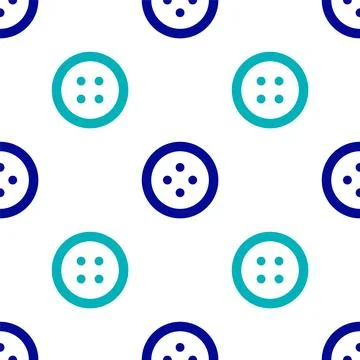 Blue Sewing button for clothes icon isolated seamless pattern on white Stock Illustration