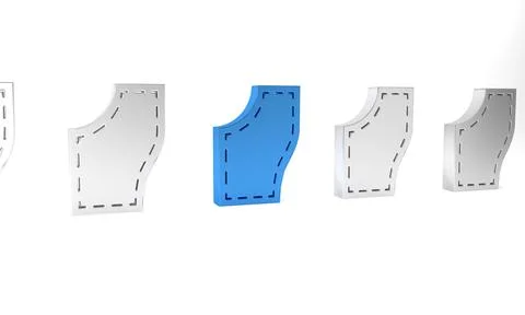 Blue Sewing Pattern icon isolated on white background. Markings for sewing... イラスト素材