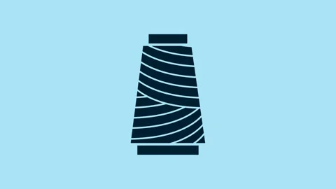 Blue Sewing thread on spool icon isolated on blue background. Yarn spool. Thread Stock Footage 231425043