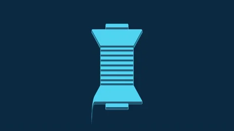 Blue Sewing thread on spool icon isolated on blue background. Yarn spool. Thread Stock Footage 235776813