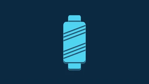 Blue Sewing thread on spool icon isolated on blue background. Yarn spool. Thread Stock Footage 235777635