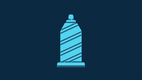 Blue Sewing thread on spool icon isolated on blue background. Yarn spool. Thread Stock Footage 235778100