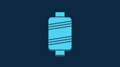 Blue Sewing thread on spool icon isolated on blue background. Yarn spool. Thread Stock Footage 235778198