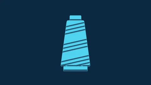 Blue Sewing thread on spool icon isolated on blue background. Yarn spool. Thread Stock Footage 235778288