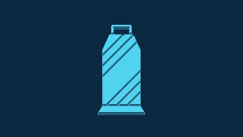 Blue Sewing thread on spool icon isolated on blue background. Yarn spool. Thread Stock Footage 235890404