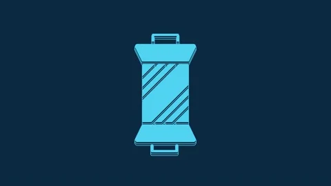 Blue Sewing thread on spool icon isolated on blue background. Yarn spool. Thread Stock Footage 235890558