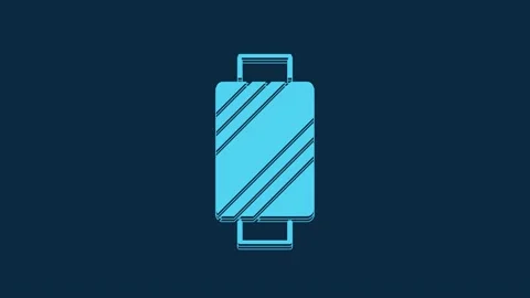 Blue Sewing thread on spool icon isolated on blue background. Yarn spool. Thread Stock Footage 235890593
