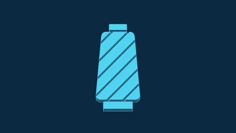 Blue Sewing thread on spool icon isolated on blue background. Yarn spool. Thread Stock Footage 235890782