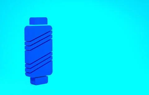 Blue Sewing thread on spool icon isolated on blue background. Yarn spool. Thr Stock Illustration