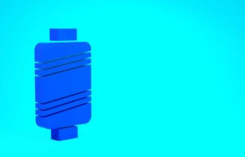 Blue Sewing thread on spool icon isolated on blue background. Yarn spool. Thr Stock Illustration