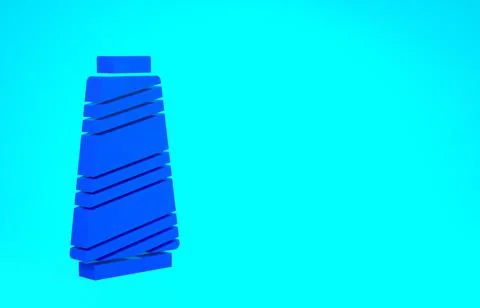 Blue Sewing thread on spool icon isolated on blue background. Yarn spool. Thr Stock Illustration