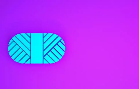 Blue Sewing thread on spool icon isolated on purple background. Yarn spool. T Stock Illustration