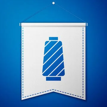 Blue Sewing thread on spool icon isolated on blue background. Yarn spool. Thread Stock Illustration