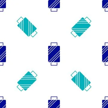 Blue Sewing thread on spool icon isolated seamless pattern on white background Stockillustratie