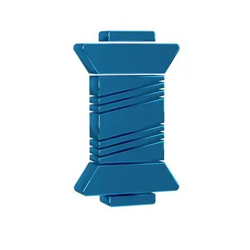 Blue Sewing thread on spool icon isolated on transparent background. Yarn s.. 스톡 일러스트