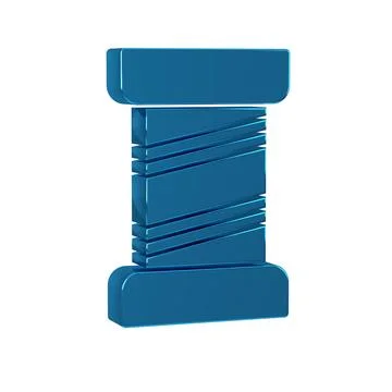 Blue Sewing thread on spool icon isolated on transparent background. Yarn s.. Stock Illustration