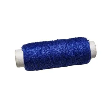 Blue Sewing Thread Spool on White Background 스톡 사진
