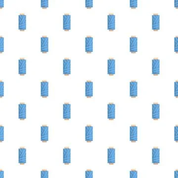 Blue sewing thread spools creating seamless pattern 스톡 일러스트