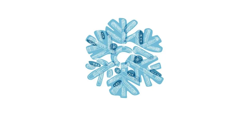 Blue shaded snowflake with transparent elements isolated on white background. Stock Illustration