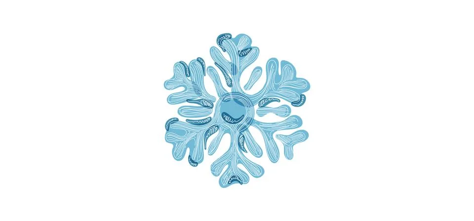 Blue shaded snowflake with transparent elements isolated on white background. Stock Illustration