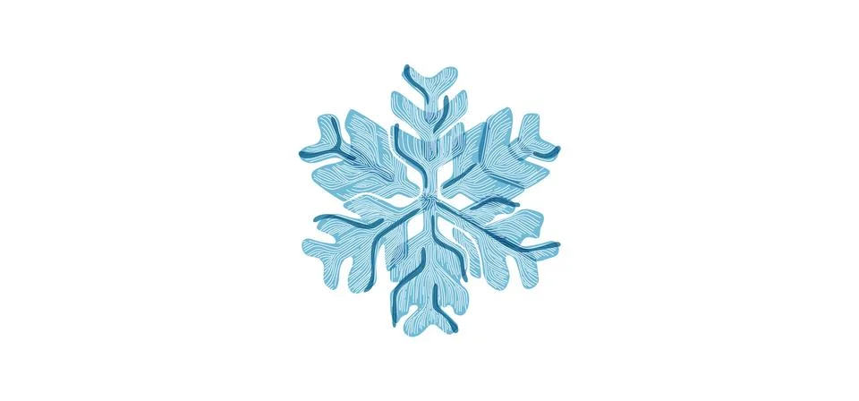 Blue shaded snowflake with transparent elements isolated on white background. Stock Illustration