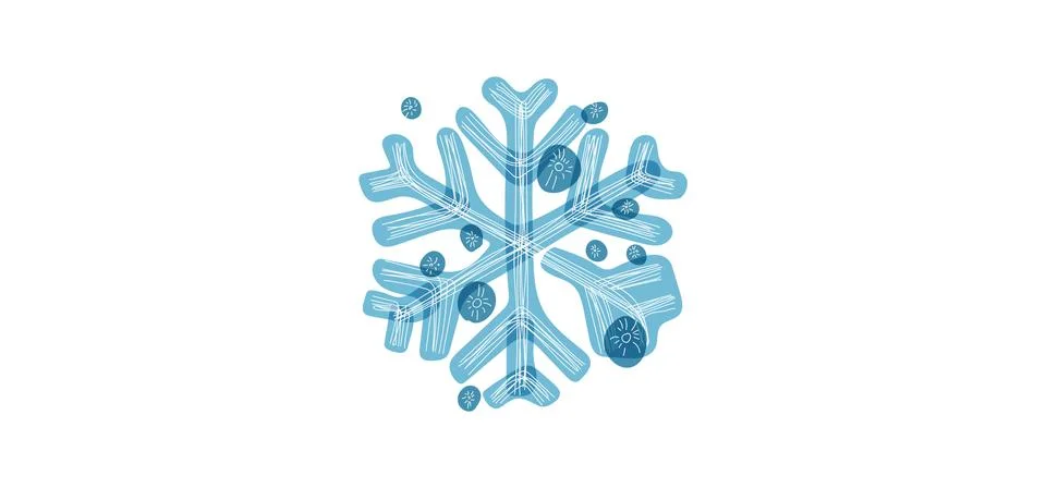 Blue shaded snowflake with transparent elements isolated on white background. Stock Illustration