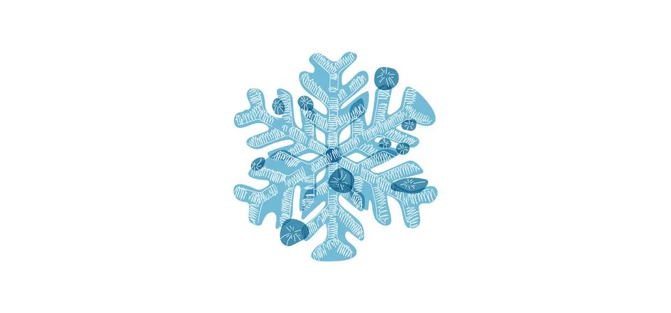 Blue shaded snowflake with transparent elements isolated on white background. Stock Illustration
