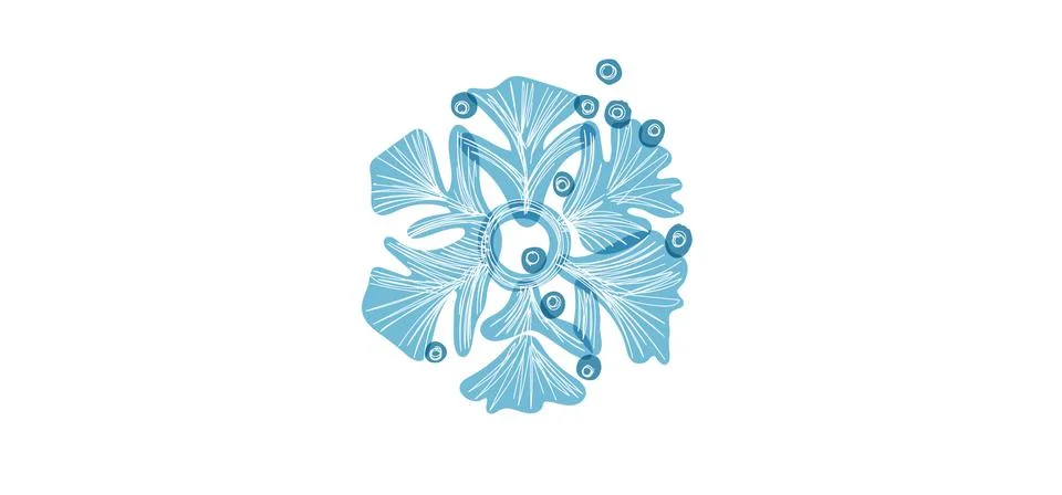 Blue shaded snowflake with transparent elements isolated on white background. Stock Illustration