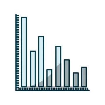 Blue shading silhouette of column chart Illustrazione stock