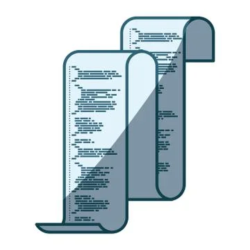 Blue shading silhouette of continuously sheet with printed source code Illustrazione stock