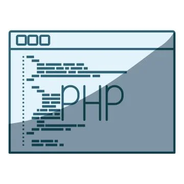 Blue shading silhouette of programming window with script code php Stockillustratie