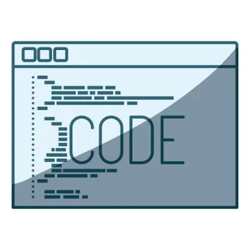 Blue shading silhouette of programming window with script of code 库存插图