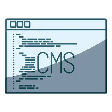 Blue shading silhouette of programming window with script code cms Stock Illustration