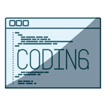 Blue shading silhouette of programming window with script of coding Stock-Illustration