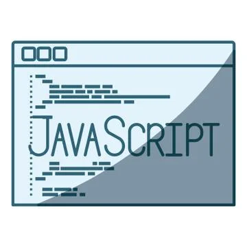 Blue shading silhouette of programming window with code javascript Stock Illustration