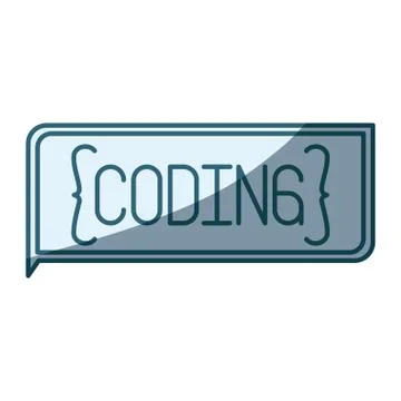 Blue shading silhouette of rectangle text coding Stock Illustration