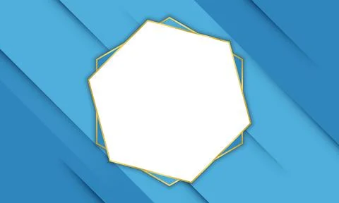 Blue shadow lines with gold hexagonal frame. Stock Illustration