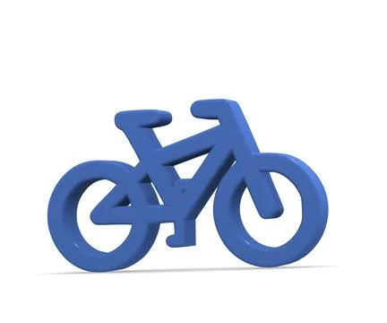 Blue shape of a bicycle on a white background, 3d rendering Stock Illustration