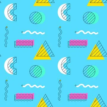 Blue Shape Memphis Seamless Pattern Illustrazione stock