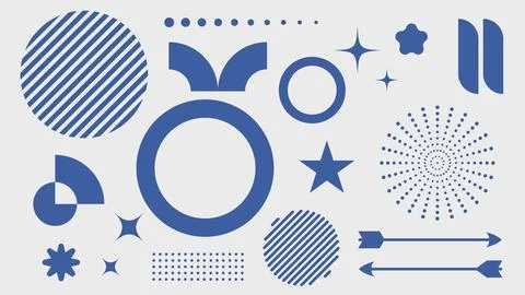 Blue shapes collection abstract elements. Vector illustration. Illustrazione stock